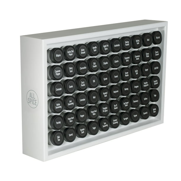 AllSpice 60 Jar Wooden Spice Rack Matte white