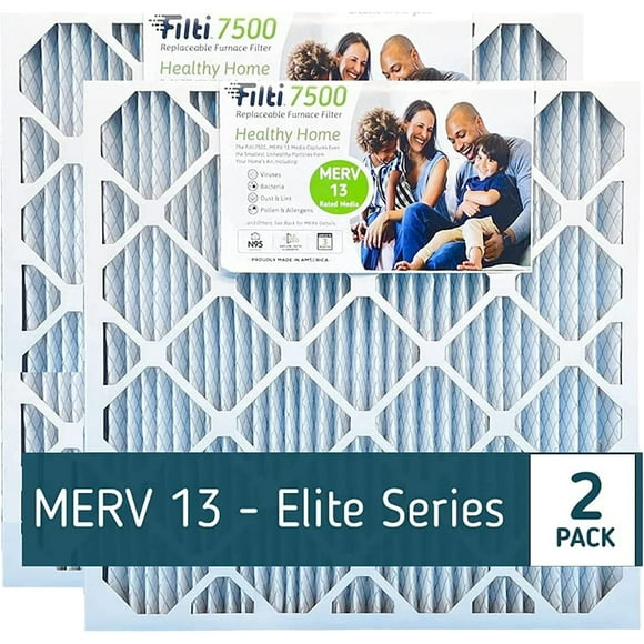 Filti 7500 Pleated Home HVAC Furnace 20x25x5 MERV 13 Air Filter (2 Pack)