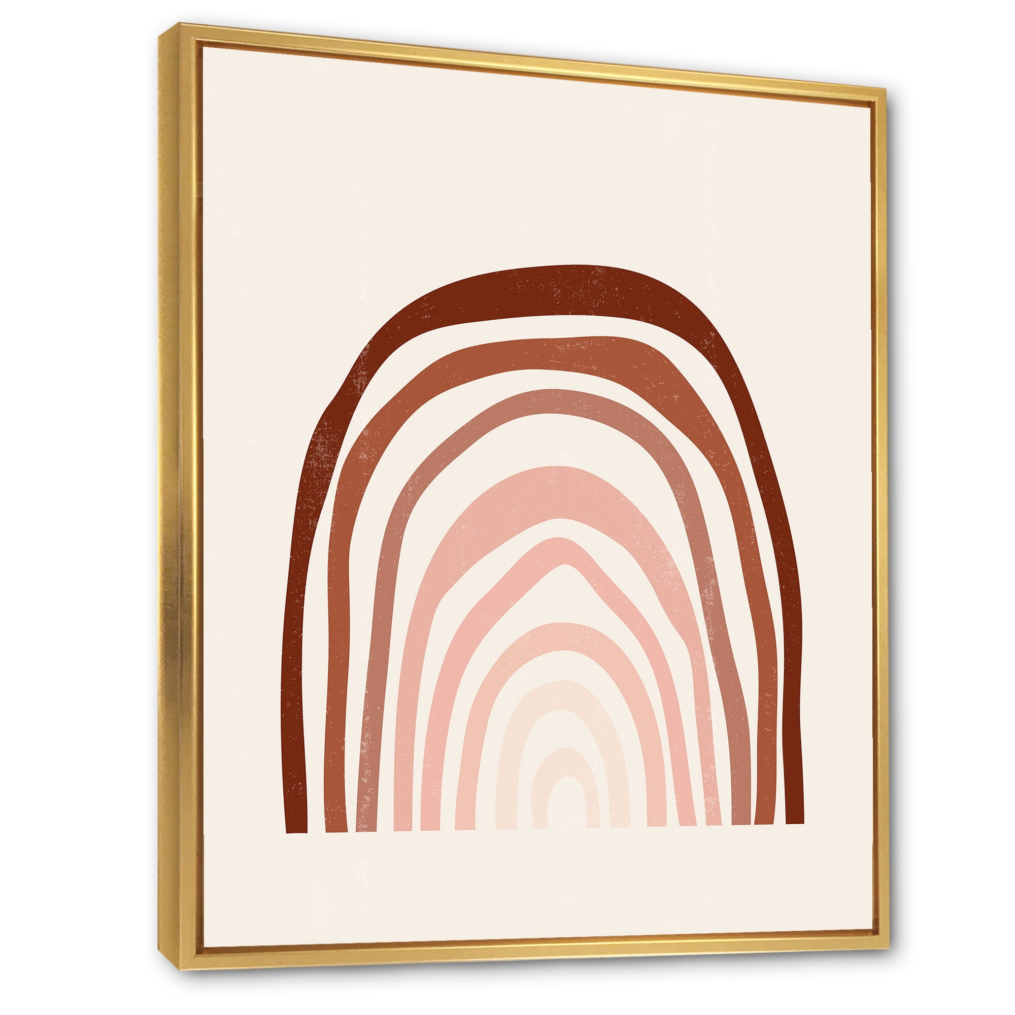 Designart 'Terracotta Minimalist Boho Art Rainbow I' Modern Framed Canvas Wall Art Print