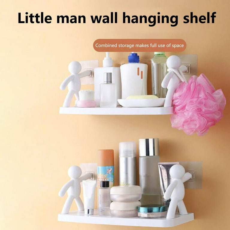 Wanwan Wall Mounted Shelves Convenient Punch Free Self Adhesive Wall Mounted Item Storage Good Load-bearing Storage Shelf for Home, Size: 33, White