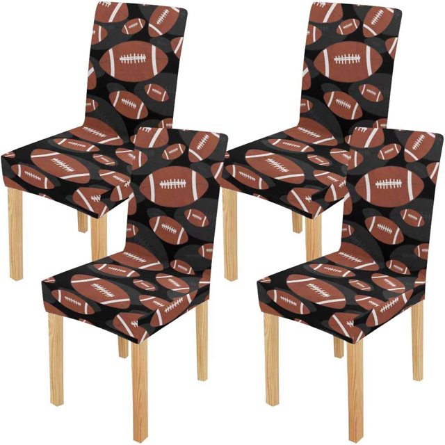 ABPHQTO Funda protectora para silla elástica con azulejos de fútbol marrón y negro, funda protectora para asiento para comedor, Hotel, boda, fiesta, juego de 4