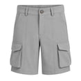 thumbnail image 4 of LIIPEE Girls Cargo Shorts Summer Lightweight Solid Color Comfort Waist Fashion Buttons Shorts With Pockets Kids Cute Loose Fit Daily School Wear,9-10 Years, 4 of 7