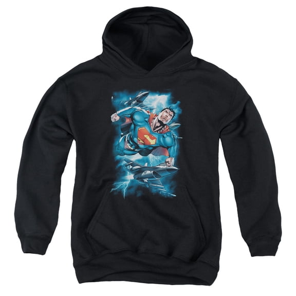 Superman - Stormy Flight - Youth Hooded Sweatshirt - Large