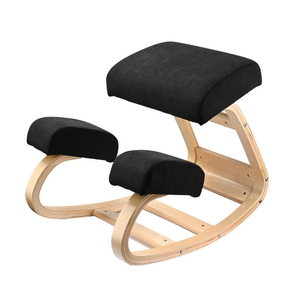 Rocking Wooden Kneeling Chair, Ergonomic Knee Stool Posture Chair with Soft Cushion for Home and Office