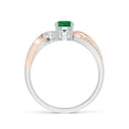 thumbnail image 2 of ANGARA Natural Emerald and Diamond Twisted Vine Engagement Ring in 14K White & Rose Gold for Women (Size-5mm) | May Birthstone, Birthday, Anniversary, Jewelry Gift for Women | Natural Emerald Ring, 2 of 10