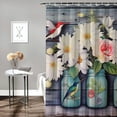 thumbnail image 2 of Fenyluxe Flowers Birds Vases Printed Shower Curtain Set with Hooks, Easy Care 100％ Polyester Chic Modern Bathroom Decor, Various Sizes Available 36x72, 2 of 7