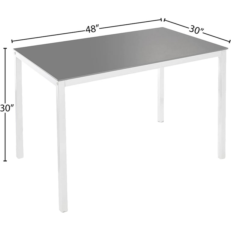 Leina Kitchen Dinette Dining & Tempered Metal Rectangular Table, Frame Glass Chrome Modern, Top, Black 48