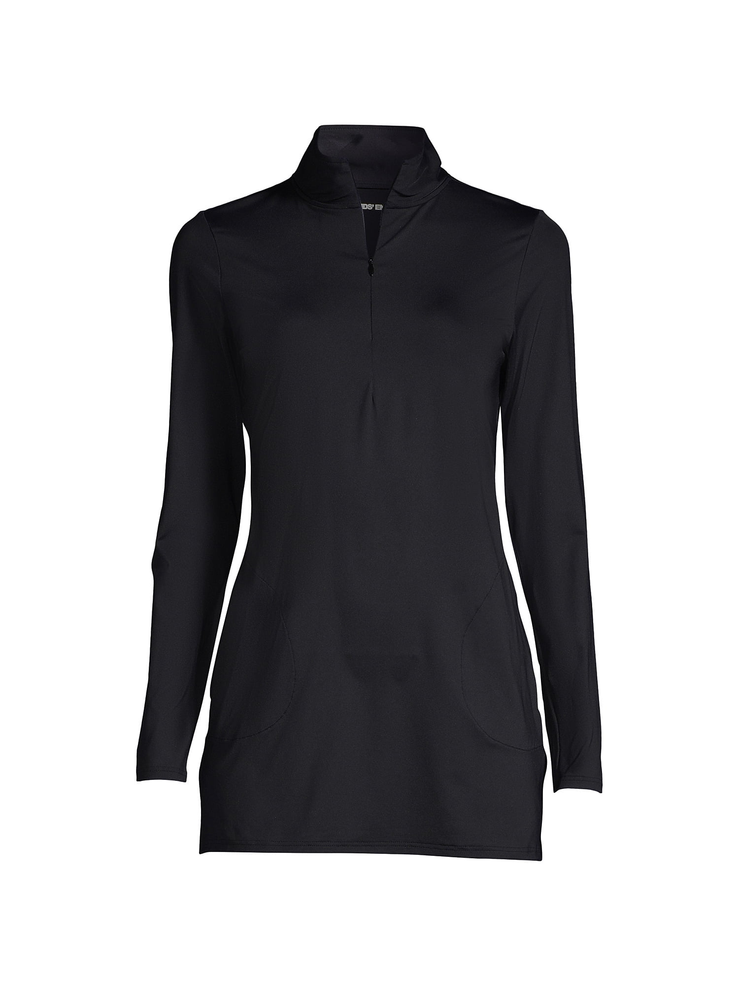 Lands' End Women's Quarter Zip Long Sleeve Tunic Rash Guard Coverup