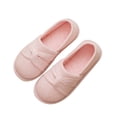thumbnail image 4 of Women Autumn Winter Closed Toe Closed Back House Slippers Striped Soft Fabric Non Slip Flat Cushioned Indoor Footwear for Bedroom Housework Daily Homewear Pink 8.5-9(XL), 4 of 9