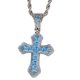 thumbnail image 5 of Collar de cruz de circonita con cadena de acero inoxidable Azul Sunnimix, 5 of 8