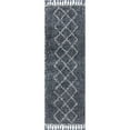 thumbnail image 4 of JONATHAN Y MERCER SHAG 2 x 8 Runner Rug, Mercer Plush Tassel Moroccan Geometric Trellis - Denim Blue/Cream, MCR103A-28, 4 of 9
