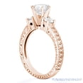 thumbnail image 3 of Round Cut Forever ONE D-E-F Moissanite Antique-Style Three-Stone Engagement Ring in 14k Rose Gold, 3 of 5