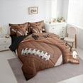 thumbnail image 3 of Manfei Rugby Print Bedding Comforter Set 7 Pieces, American Football Queen Bedding Sets, Brown Old Barn Door Queen Sheet Sets, Lightweight Room Decor, 3 of 8