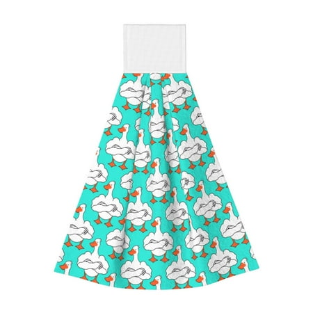 

Gaeub Strong Goose Print Hand Towels with Hook Hanging Tie Towels Coral Velvet Dishtowels for Bathroom Restroom Home Decor