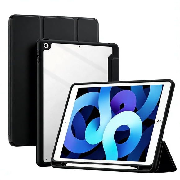 Funda para iPad 7ª/8ª/9ª Gen 10.2” con Porta Lápiz (Color Negro, con Stickers)