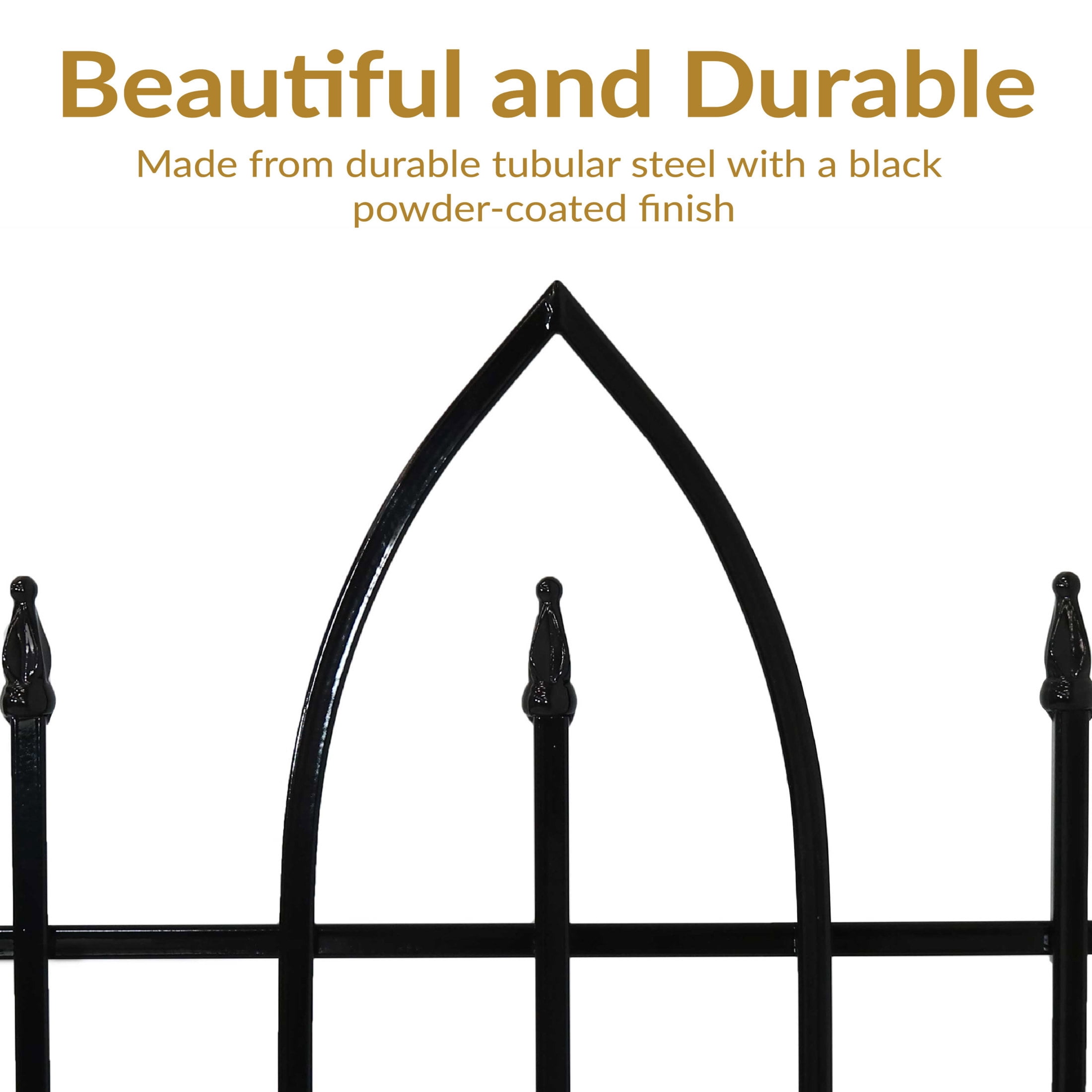 Sunnydaze Gothic Arch 31" x 37" Black Steel Decorative Garden Fence Panels (2 Count)