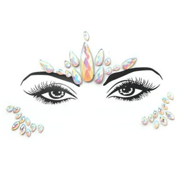 Rhinestone Face Gems Jewels, Rave Crystals Face Gems Stick on, for Festival Rave