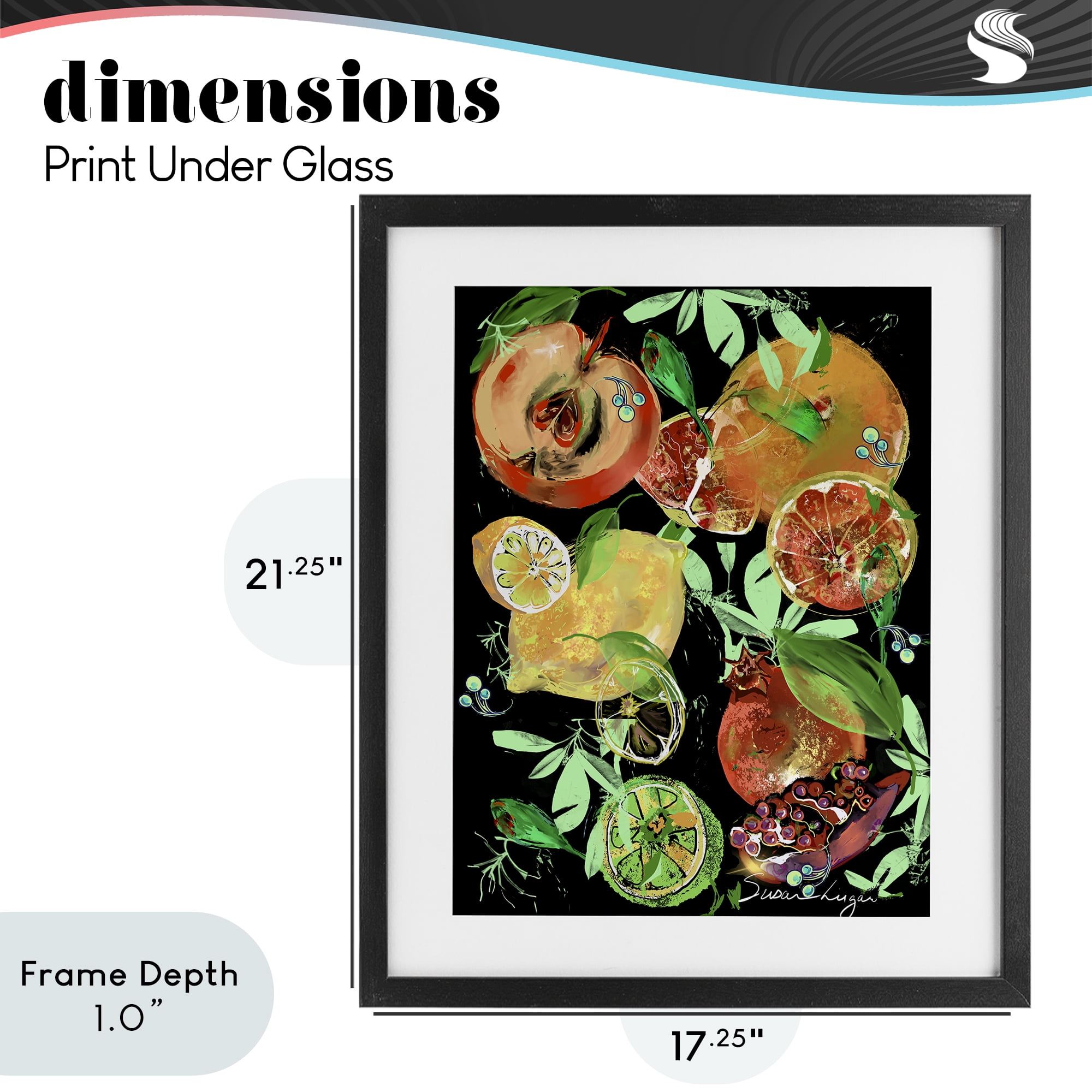 Stupell Industries Fruit Medley Combo Black Framed Print Under Glass, design by Susan Lugar