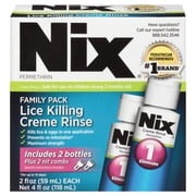 Nix Lice Killing Creme Rinse Family Pack, 2 Bottles x 2 fl oz each & 2 Combs