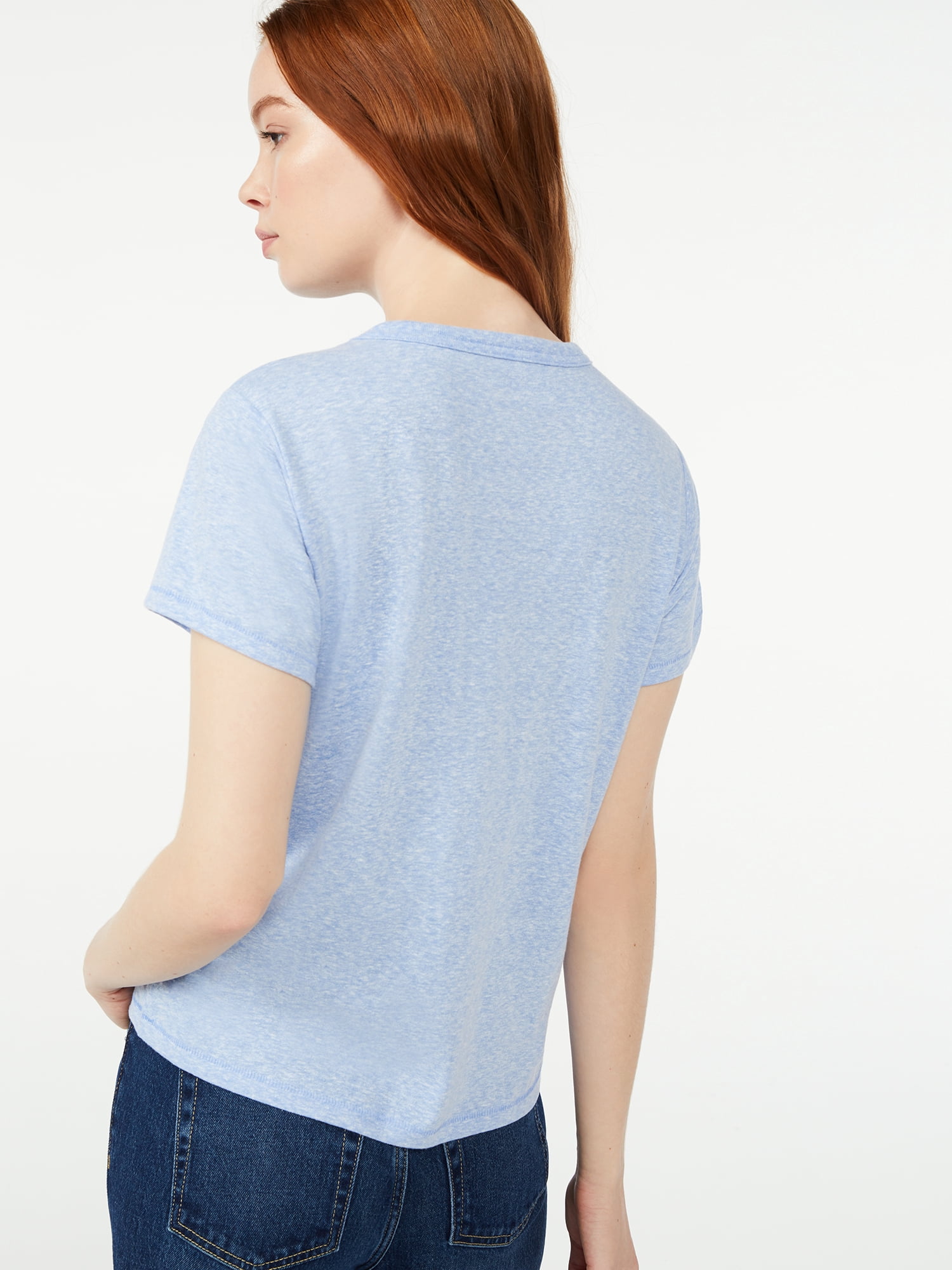 Free Assembly Women's Ringer Tee with Short Sleeves, Sizes XS-XXXL
