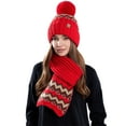 thumbnail image 4 of SYMOID Womens Red Winter Beanie and Scarf Set - Warm Knitted with Pom Pom, Stretchy Cozy, One Size Fits Most for Festive Gatherings & Cold Weather Daily Use,Size Free Size, 4 of 6