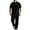 Black, variant on Men's 2 Piece Outfits Solid Color Short Sleeve Button down Collared Shirts and Elastic Waist Pants Set Cotton Linen Casual Sets