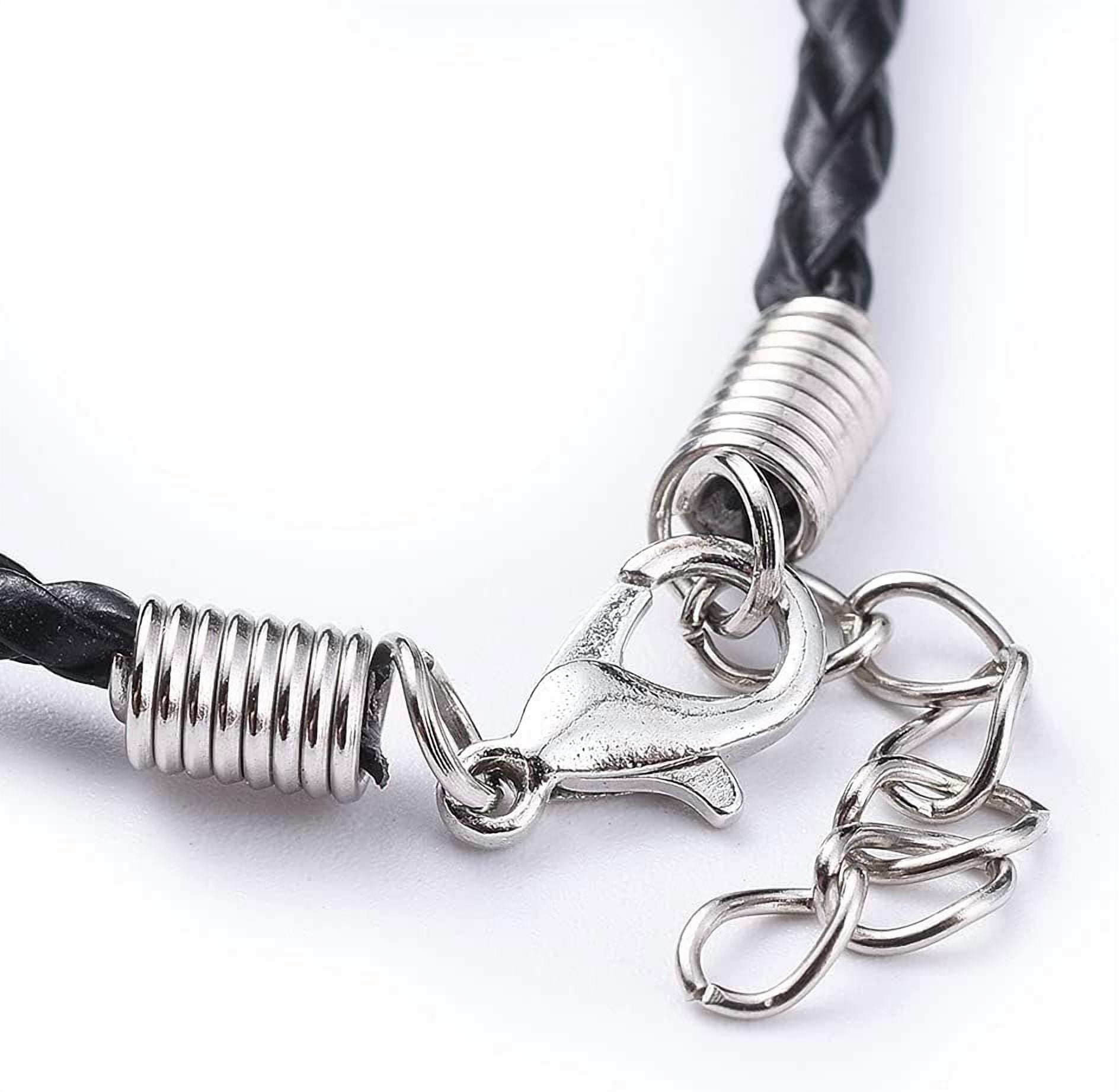 100PCS 17 Inches Black Imitation Leather Necklace Cord 3mm Rope Chain Necklace for Women Men Black DIY