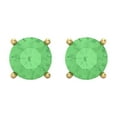 thumbnail image 3 of 3 ct Screw-Back Stud Earrings for Women | 7.5mm Round Cut Simulated Green Diamond | 18K Yellow Gold, 3 of 5