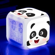 Panda Panda Alarm Clock Led Colorful Color Changing Square Clock Student Gift Creative Alarm Clock-style 4