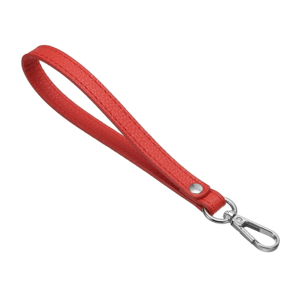 Llavero de cuero PU Uxcell, soporte de llaves con anillo de metal plateado y bloqueo anti pérdida para billetera o bolso, rojo