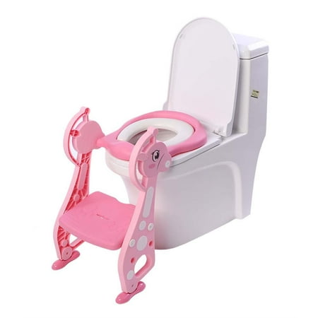 Yosoo Toddler Potty,Toddler Toilet Training Seat,Adjustable Foldable Toddler Toilet Training Seat Potty with Sturdy Non-Slip Ladder