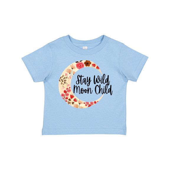 Inktastic Baby Stay Wild Moon Child Crescent Moon with Flowers Girls Toddler T-Shirt