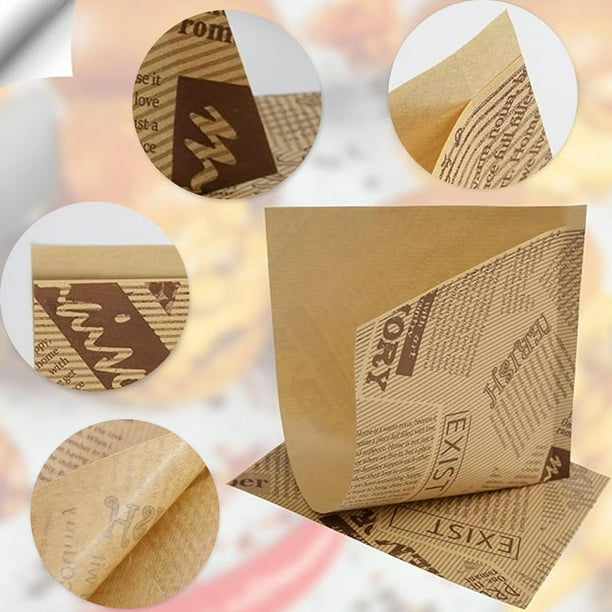 Laklulu 100 piezasBolsas para bocadillos, 15 x 15 cm, bolsas para hamburguesas, bolsas para sándwiches, bolsas para bocadillos, bolsas para kebab, bolsas para bocadillos con estampado Oldnews (100)
