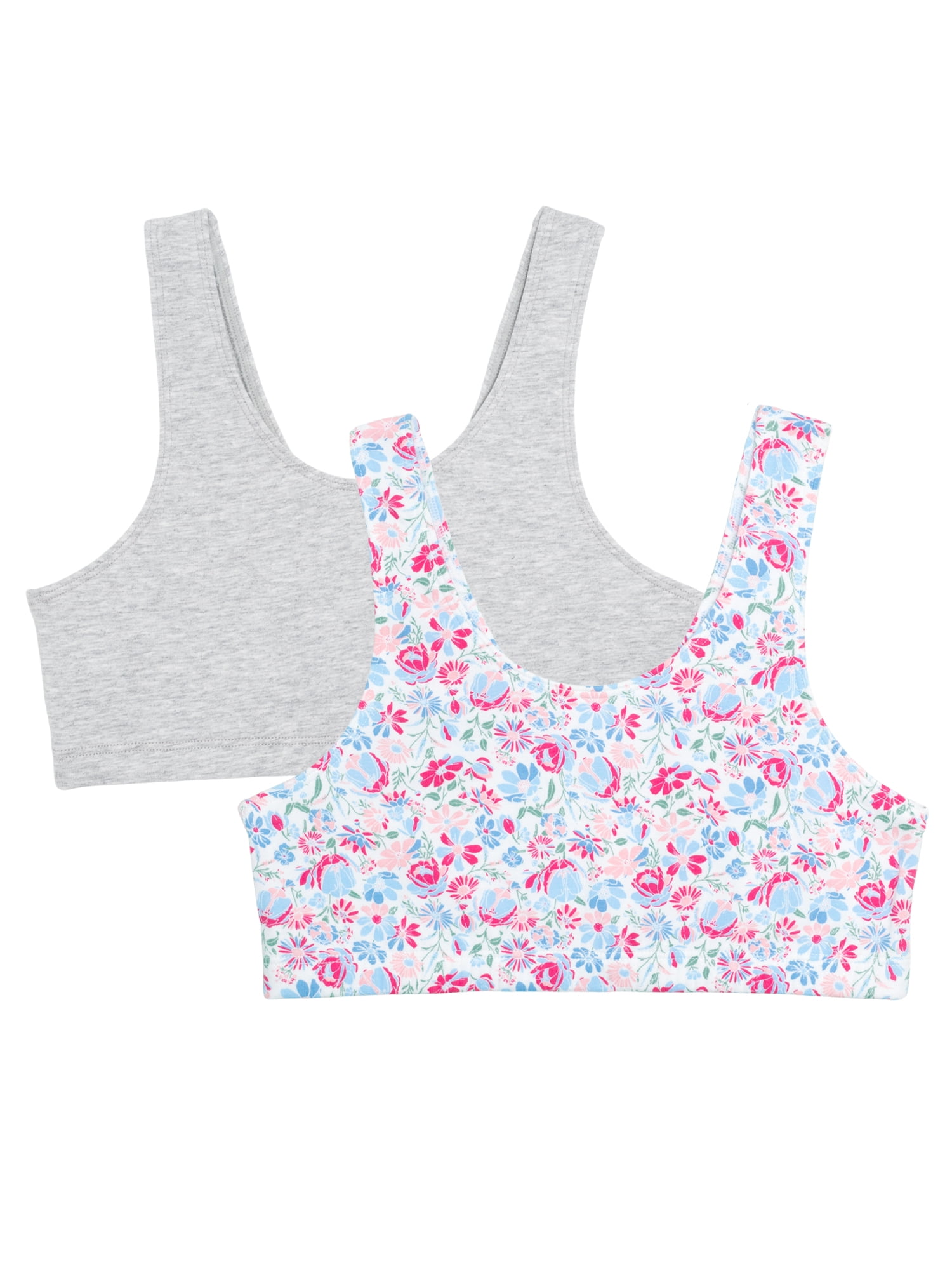 Wonder Nation Girls Cotton Bra, 2-Pack, Sizes S-XXL