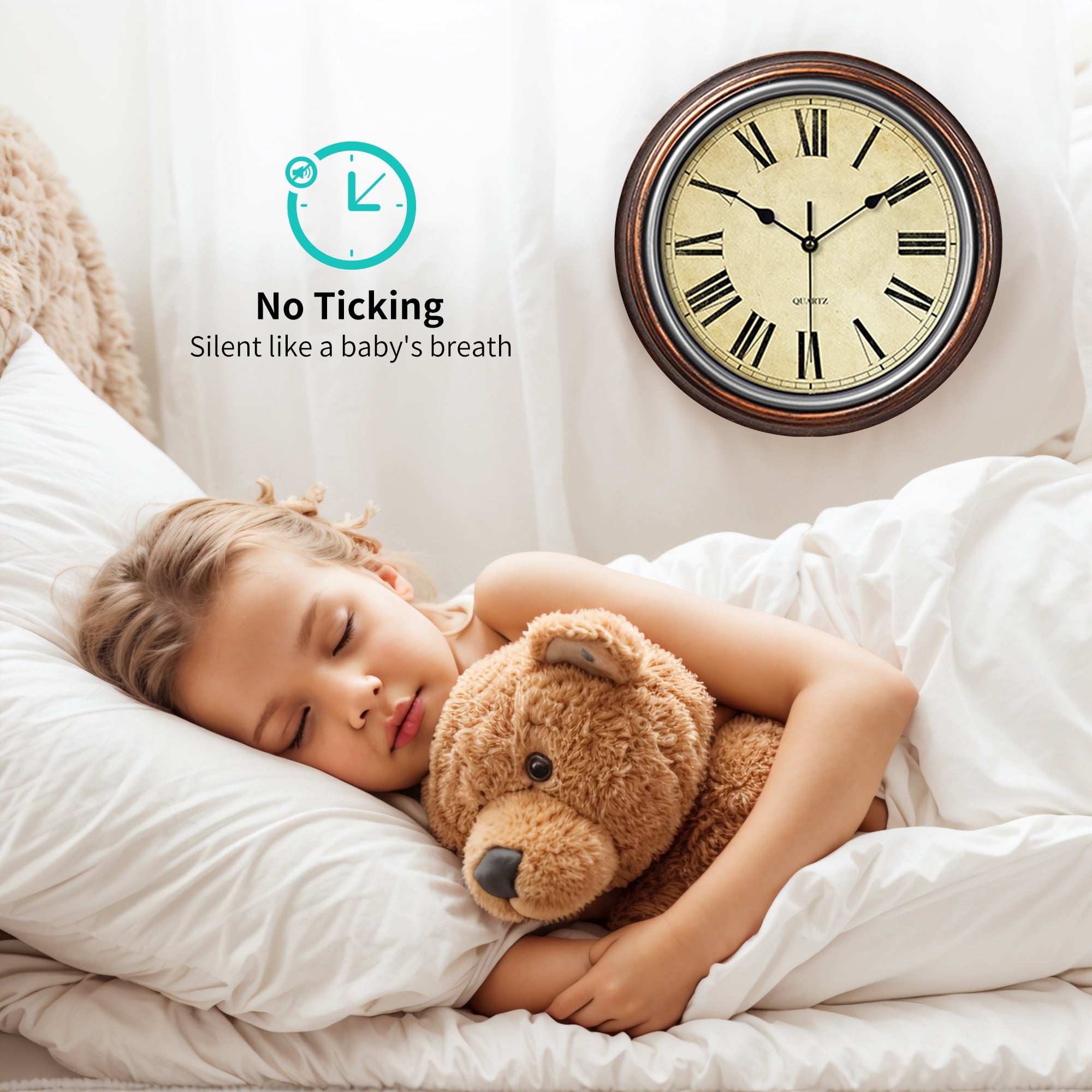 Unique Bargains Silent Non Ticking Battery Operated Wall Clock Blue