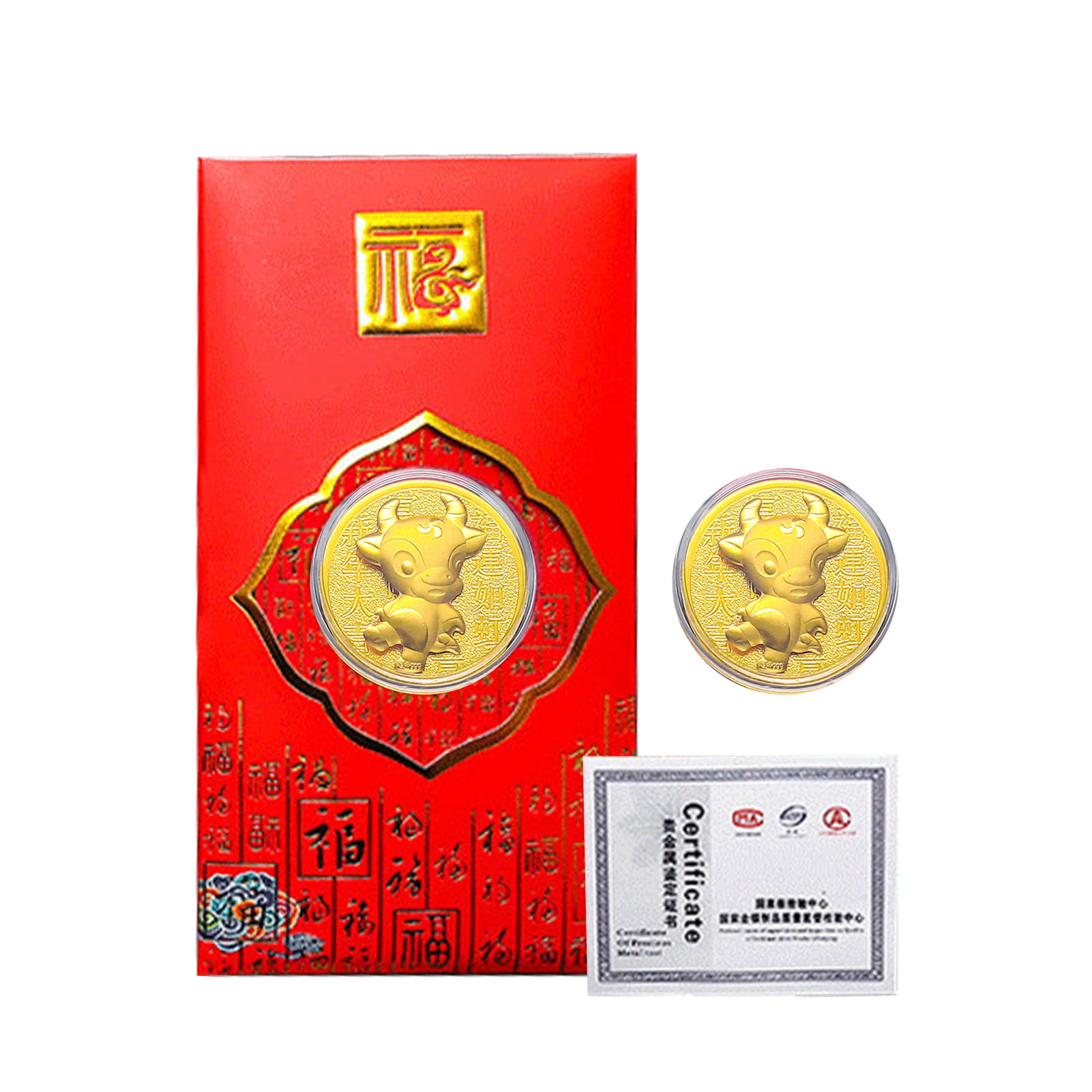 2021 Year Of Ox Coin Happy New Year Gift Commemorative Gold Coin Chinese Zodiac