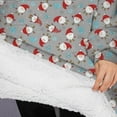 thumbnail image 3 of Oversized Wearable Blanket Hoodie,Gray Christmas Santa Pattern Sherpa Blanket Hoodie with Super Pockets,Super Warm Fuzzy Pullover for Women & Men, 3 of 6