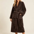 thumbnail image 4 of Cekizud Bathrobe for Women Thick Fleece Water Absorbent Wrap Belt Long Sleeve Robe, 4 of 6