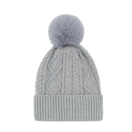

Dadaria Hats for Women Fashionable Unisex Add Velvet Warm Windproof Baggy Stretch Crochet Knitted Winter Soft Beanie Caps Wrap Hairball Hat Gray Women