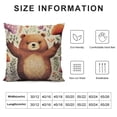 thumbnail image 5 of Watercolor Flower Flannel Fleece Pillow Cushion Cover, Illustration of Happy Little Bear in Frame of Flowers Mushrooms Wreath, Decorative Square Accent Pillow Case, Purple Green, 5 of 5