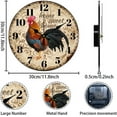 thumbnail image 2 of 12inch Rooster Vintage Wall Clock Silent Wooden Wall Clock Round Digital Wall Clock Battery Operated Clock for Home Decor Living Room Kitchen Office, 2 of 9