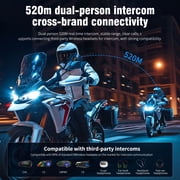 Motorcycle Helmet Bluetooth Speakers Headset, 2-Way Helmet Intercom System Headphone with 2 Type Mics, TF Card Slot, Hands-Free FM Music/Call, 1000mAh Battery, IPX6, Noise Cancellation