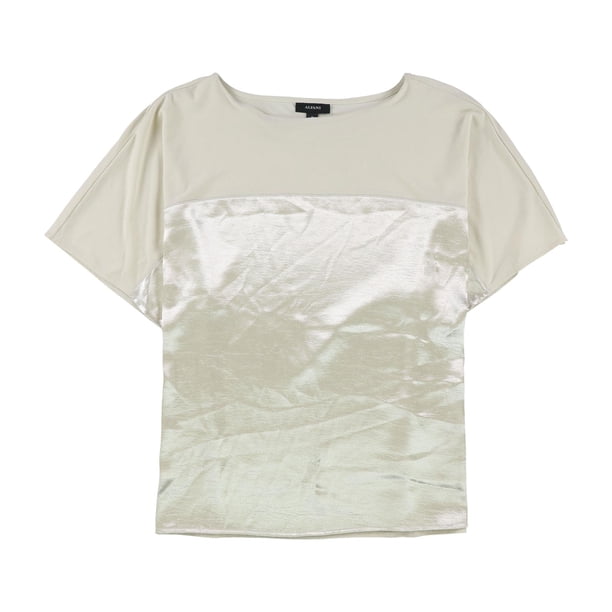 Playera Alfani adornada con panel metálico para mujer beige extra pequeña