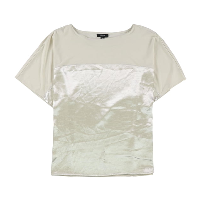 Playera Alfani adornada con panel metálico para mujer beige extra pequeña