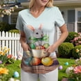 thumbnail image 2 of UngA Easter T-Shirts for Women Funny Bunny Graphic T-Shirt Happy Easter Rabbit Tee Top Holiday Casual Easter Shirts Women (Sky Blue,S), 2 of 7