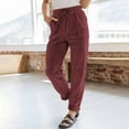 thumbnail image 2 of Women's Corduroy Casual Pants High Waist Elastic Drawstring Straight Leg Loose Comfortable Trousers for Everyday Wear, 2 of 2