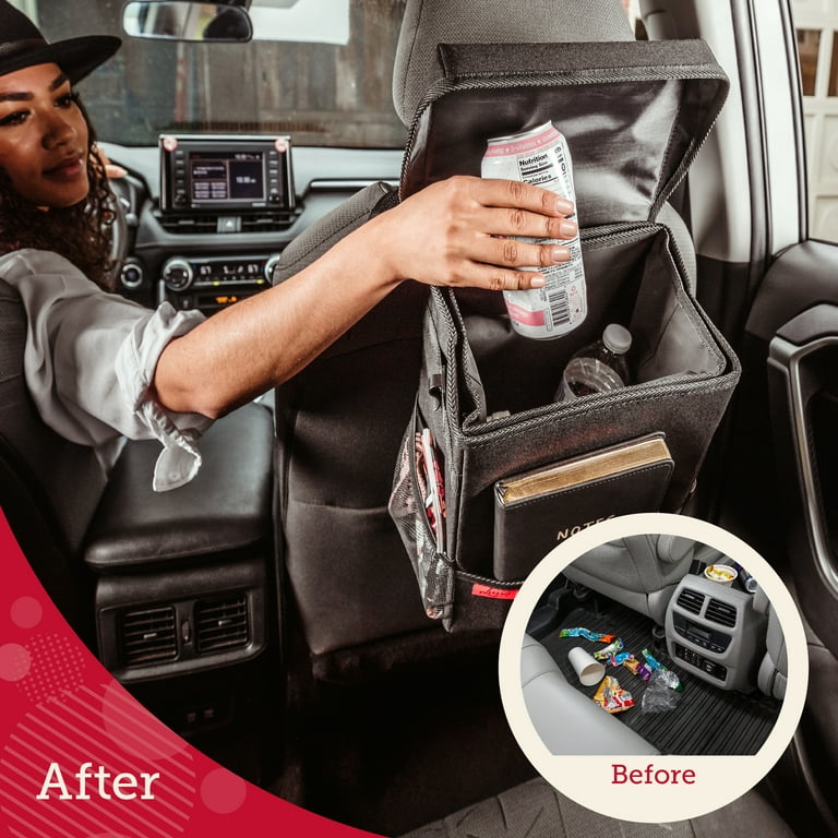 Masirs Vehicle Trash Can - Large Removable Leakproof Garbage Bag, Fasten The Car Waste Basket To Back Or Front Seat Headrest. Great Garbage Can For Car, SUV, Truck, Van Or Minivan