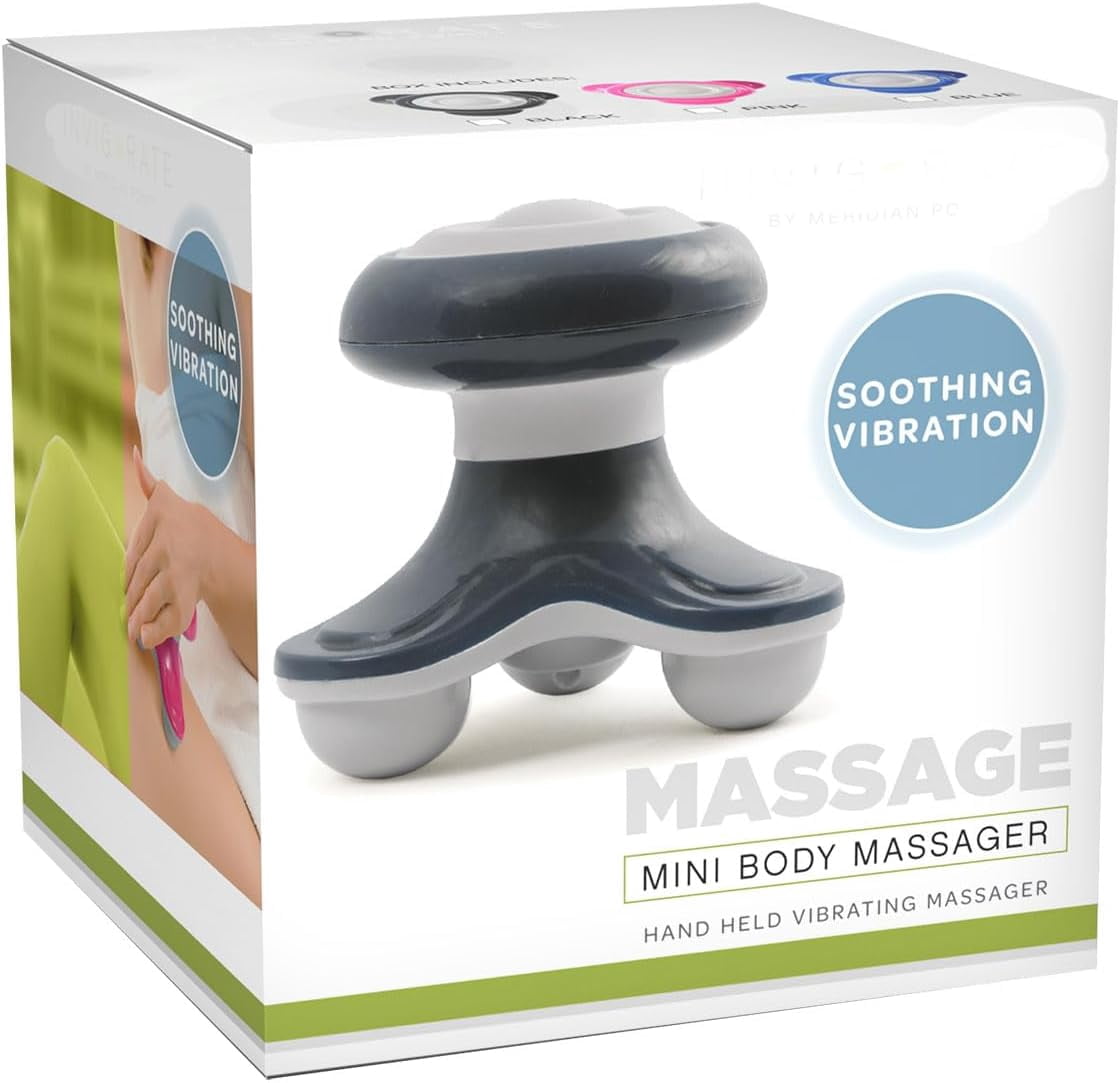Neck Head Scalp Body Massager - Vibrating Portable Hand Held Battery or USB Cable (Included) For a Personal Massage for Men Women While Working in Office, Relaxing In Bed, At Home, Car (Black)