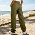 thumbnail image 4 of Maplenight Womens Cargo Pants Elastic Waist Button Hiking Pants Casual Travel Work Trousers with Multi Pockets, 4 of 8