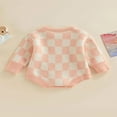 thumbnail image 3 of Baby Boy Girl Knit Checkerboard Plaid Sweater Romper Pullover Soft Warm Fall Winter Clothes, 3 of 6